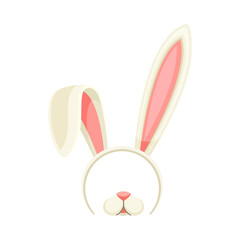 Carnival Hare Mask with Ears Hairband and Snout as Accessory for Festive Party Celebration Vector Illustration