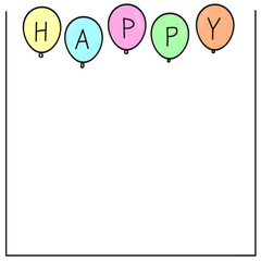 card with balloons and frame