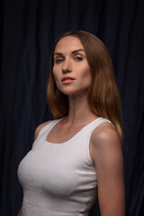 portrait of a young woman, shooting in a photo studio