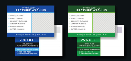 Pressure and Power Washing eddm postcard template, Soft washing postcard, Deck and Driveway Cleaning postcard flyer
