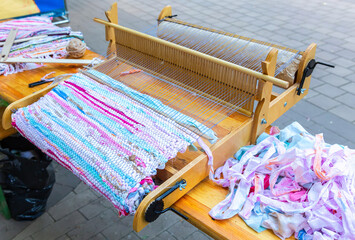 Traditional wooden hand loom or handloom