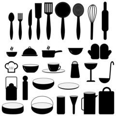 30 Kitchen tools vector icons, Kitchen icons set, Kitchen Icons collection, Vector Kitchen icons, cutlery icons