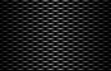 Vector black embossed pattern metal grid seamless background. Diamond shape cell endless texture. Web page fill dark crystal geometric pattern - obrazy, fototapety, plakaty