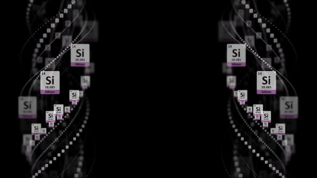 SILICON Molecule Symbol, Chemistry Periodic Table, Animation, Background, Rendering, Loop
