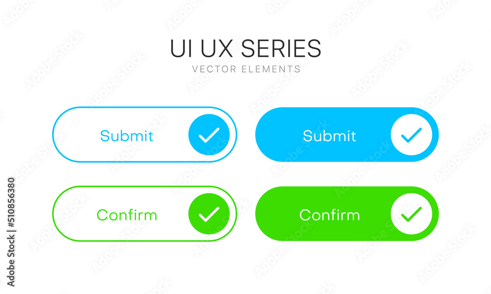 Aufkleber Submit button for UI UX, mobile application, presentation. Hand click approve sign. True symbol. Confirm buton. Simple flat design pastel color. Isolate on white background. Submit and confirm icons.