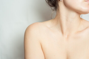 beautiful woman, body parts neck clavicle