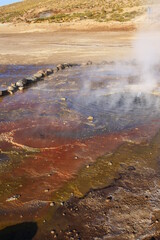 El Tatio hot springs (geisers del tatio), located in Atacama region, in Chile. 