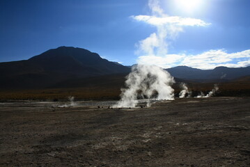El Tatio hot springs (geisers del tatio), located in Atacama region, in Chile. 
