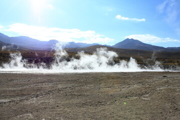 El Tatio hot springs (geisers del tatio), located in Atacama region, in Chile. 