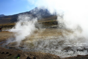 Fototapeta na wymiar El Tatio hot springs (geisers del tatio), located in Atacama region, in Chile. 