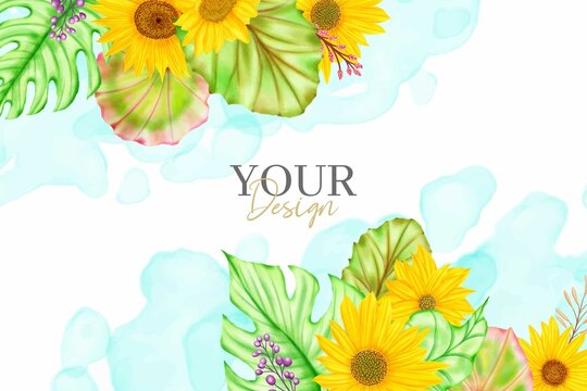 Watercolor sunflower background design