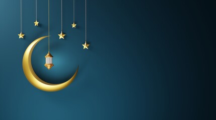 Islamic greeting card 3d rendering Eid Mubarak post template © Odvut