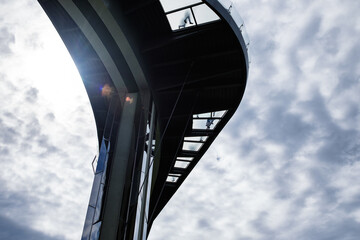 Fototapeta premium Kyiv, Ukraine. Fragment of a new bicycle and pedestrian bridge between the People's Friendship Arch and Vladimir Hill