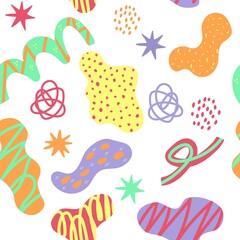 Fancy vector pattern from a set of abstract shapes. Hand-drawn modern shapes.