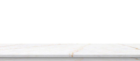 white marble stone table top isolated on white background for product display