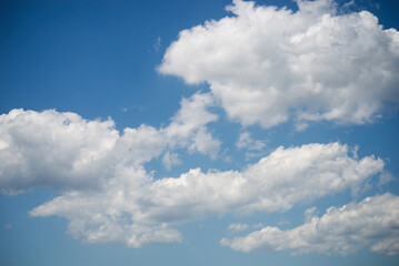 Fototapeta na wymiar Closeup of beautiful clouds on blue sky background