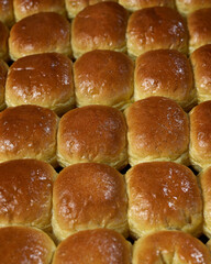 sweet brioche buns in rows