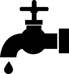 Water Faucet with drop icon logo vector art on white background..eps
