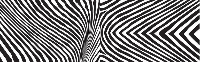 Wild Zebra Wave Pattern Set with black and white. Trendy Stylish Abstract Background..