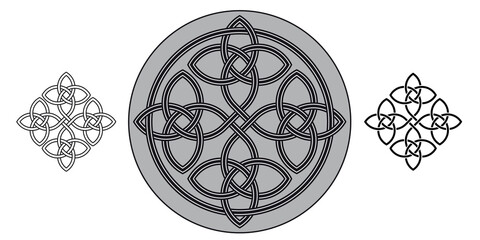 Celtic leaf ornament (Infinity knot variation n° 2) in black on white background - obrazy, fototapety, plakaty