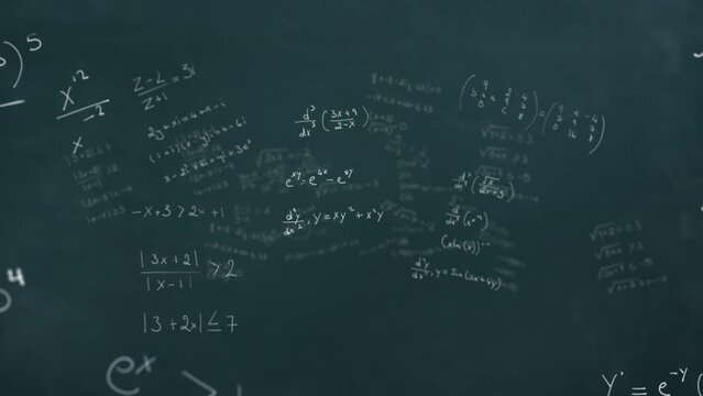 Animation of math formulas moving over green background