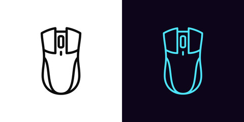 Outline gaming mouse icon, with editable stroke. Wireless computer mouse, game device pictogram. Cyber sport, pro gaming gadget © Дмитрий Майер