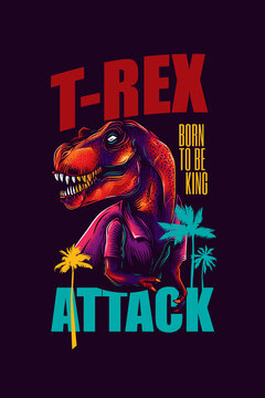 Original vector illustration of a tyrannosaurus rex in a vintage style. T-Rex