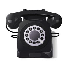 Old black landline telephone. Old school