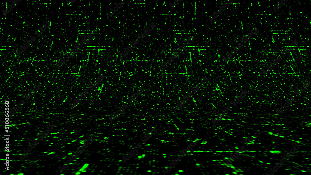Poster abstract data moving in all directions creating a web of information bended screen. animation. high 