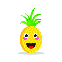 Cute pineapple sticker kawaii character icon vector illustration design