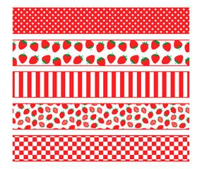 Set holiday strawberry seamless ribbons templates