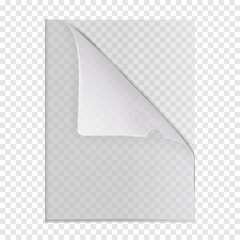 Clear L-shape plastic file folder pocket on transparent background realistic mockup. PVC document sleeve jacket vector mock-up