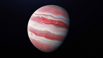 Abstract animation of planet Jupiter with colorful surface rotating in outer space. Animation. Full revolution of the planet around its axis. © Media Whale Stock