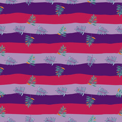 Abstract outline tropical palm leaves seamless pattern. Jungle leaf wallpaper.