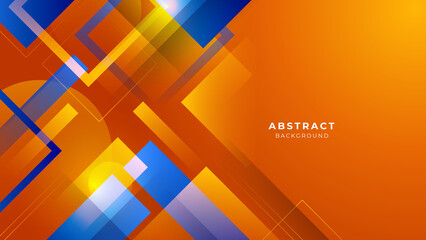 Naklejka premium Abstract blue orange banner geometric shapes geometric light triangle line shape with futuristic concept presentation background
