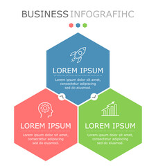 Business infographic Vector with 3 steps. Used for information,data,style,chart,graph,sign,icon, project,strategy,technology,learn,brainstorm,creative,growth,stairs,success, idea,text,web,report,work.