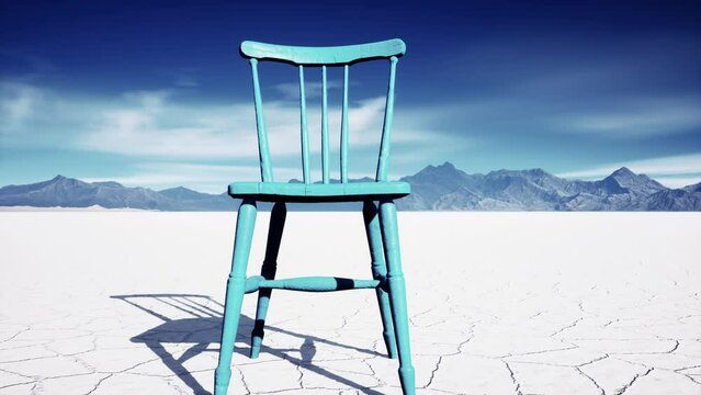 old wooden chair in a salt lake