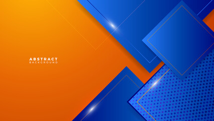 Abstract blue orange banner geometric shapes light silver technology background vector. Modern diagonal presentation background.
