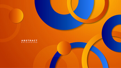 Obraz premium Minimal blue orange banner geometric shapes abstract modern background design. Design for poster, template on web, backdrop, banner, brochure, website, flyer, landing page, presentation, and webinar