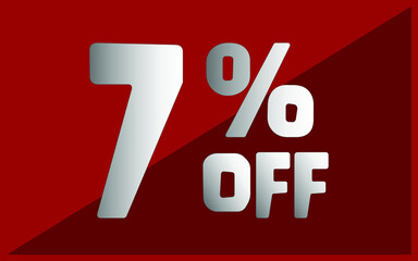 7 percent off. Red banner with white and gray typography for promotions and offers