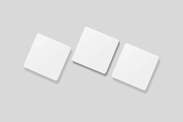 Blank square business card for mockup. 3D Render.