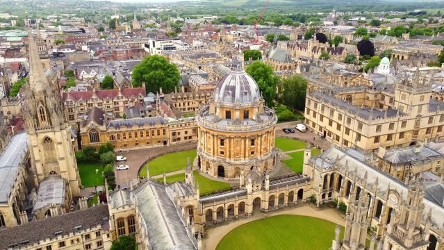 Famous Radcliffe Camera in the Oxford University - aerial view - travel photography
