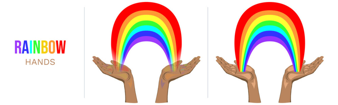 Rainbow Hands Illustration for Pride Month