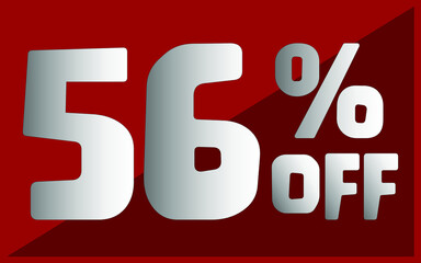 56 percent off. Red banner with white and gray typography for promotions and offers