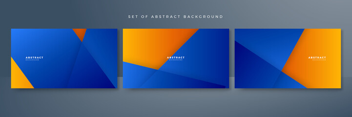 Naklejka premium Vector blue orange banner geometric shapes abstract, science, futuristic, energy technology concept. Digital image of light rays, stripes lines with light, speed and motion blur over tech background