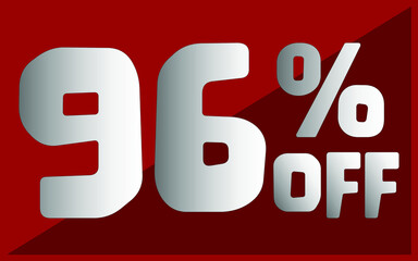 96 percent off. Red banner with white and gray typography for promotions and offers