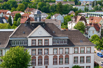 Fototapeta na wymiar German Village Alsfeld from above. Small town in Hesse, Germany