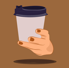 Coffee Business Concept-Female barista making coffee and serving a paper cup of hot coffee in cafe. Hand drawn in thin line style, vector illustrations. Vector illustration