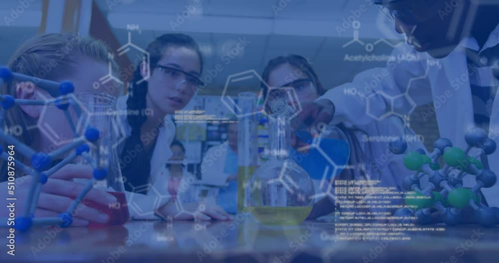 Poster animation of data processing over diverse students in lab