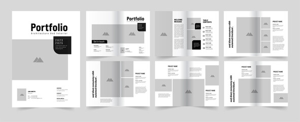 Architecture portfolio interior portfolio design portfolio template design - obrazy, fototapety, plakaty